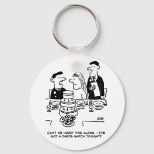 Wedding Reception Bridegroom has a Darts Match Key Ring