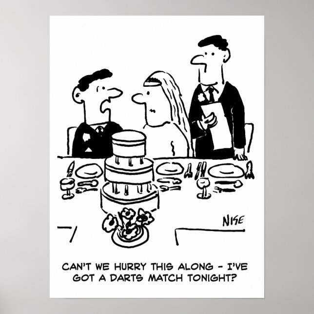 Wedding Reception Bridegroom has a Darts Match Poster (Front)