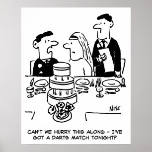 Wedding Reception Bridegroom has a Darts Match Poster