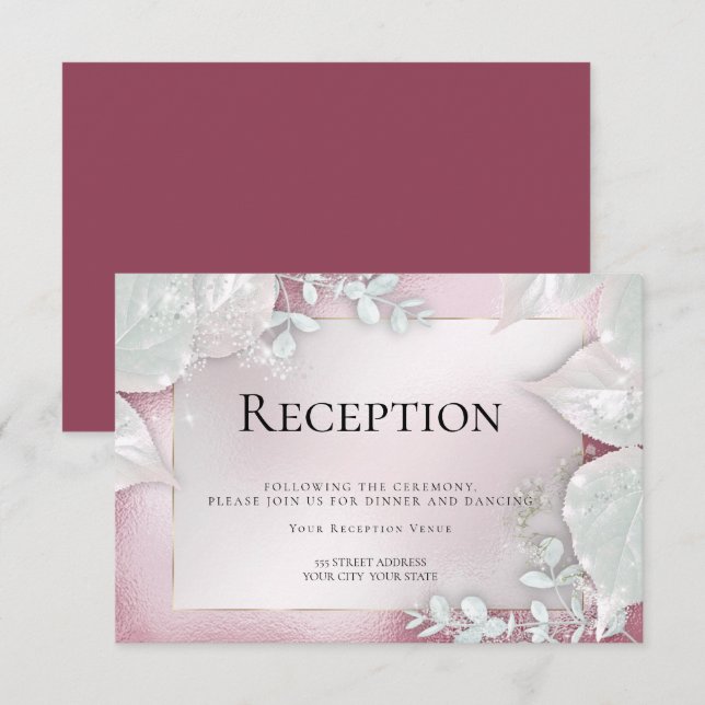 WEDDING RECEPTION | Burgundy Shimmer Invitation (Front/Back)