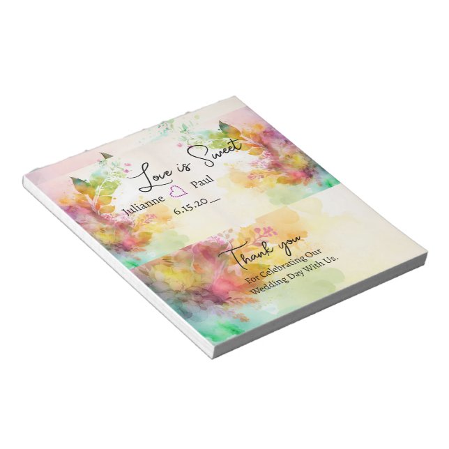 Wedding Reception Candy Bar Wrapper Party Favour Notepad (Angled)