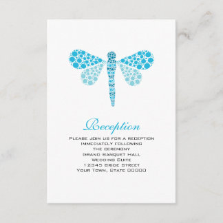 Wedding Reception Card Blue & White Dragonfly