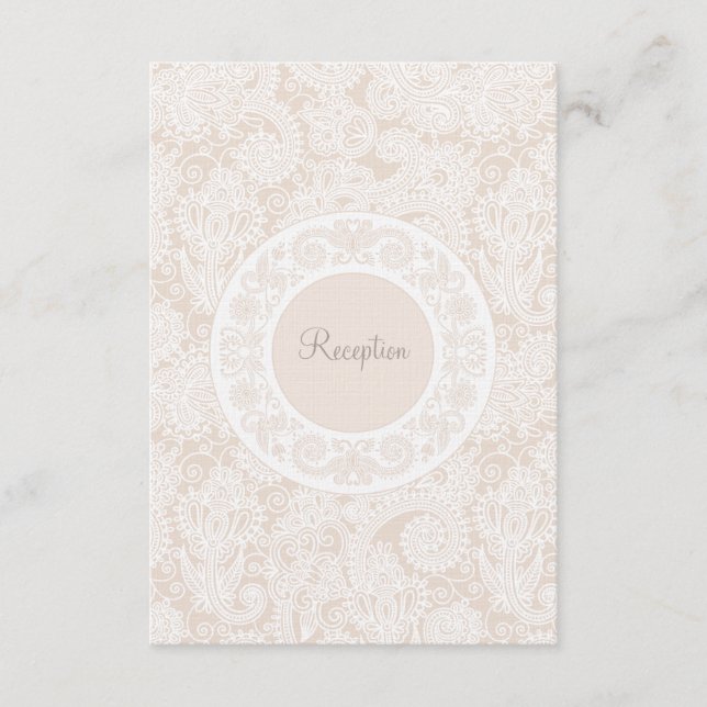 Wedding Reception Card Champagne Ivory Lace (Front)