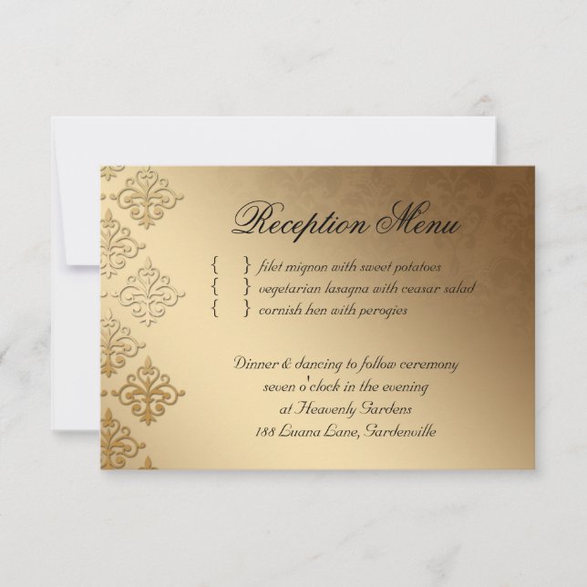 Wedding Reception Card Indian Damask Baby Pink (Front)