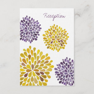 Wedding Reception Card Purple Yellow Dahlia Flower