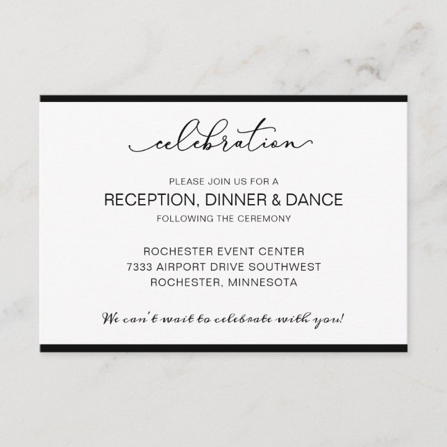 Wedding Reception Card with Short Order of Events (Front)