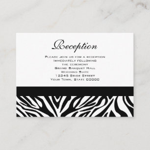 Wedding Reception Cards Black and White Zebra