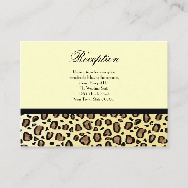 Wedding Reception Cards Leopard Print (Front)