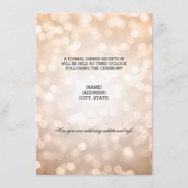 Wedding Reception Copper Glitter Lights Enclosure Card (Front)