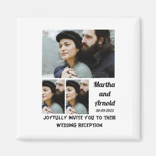 Wedding Reception custom 3 Photo Collage Magnet