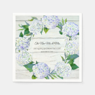 Wedding Reception Decor Wood w Lavender Hydrangea Napkin