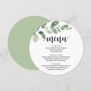 Wedding Reception Dinner, Eucalyptus Greenery Menu