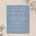 Wedding Reception Dusty Blue Save the Date<br><div class="desc">Budget-friendly dusty blue save the date announcement for a reception or party to celebrate your elopement or small wedding. "Save the Date For Our Happily Ever After Party" is written in a mix of simple white typography and an elegant white script with swashes. Personalise your wedding announcement in more detail...</div>