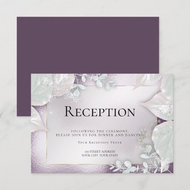 WEDDING RECEPTION | Eggplant Shimmer Invitation (Front/Back)