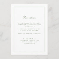 Wedding Reception Elegant Script Sage Green White