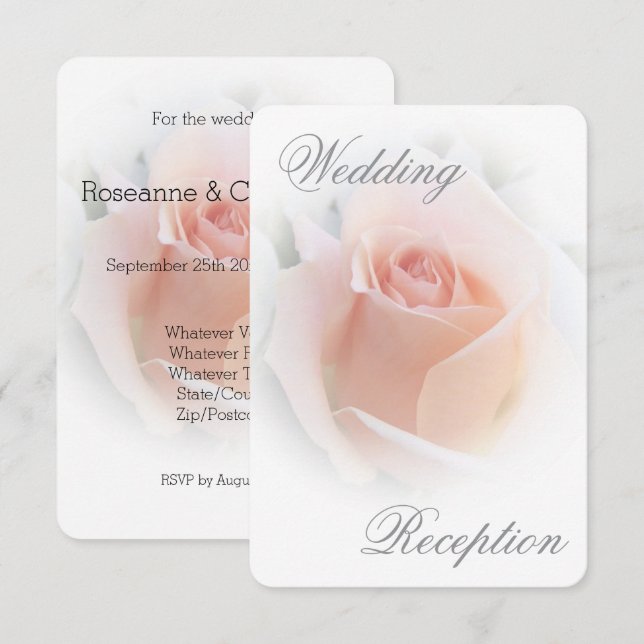 Wedding Reception Enclosure Card Peach Rosebud (Front/Back)