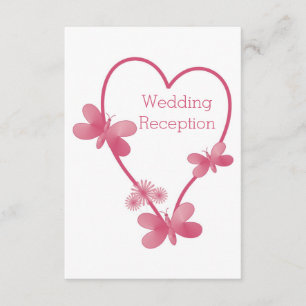 Wedding Reception Enclosure Card Pink Heart