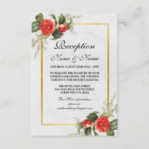Wedding Reception Flowers Red Gold Christmas Enclosure Card