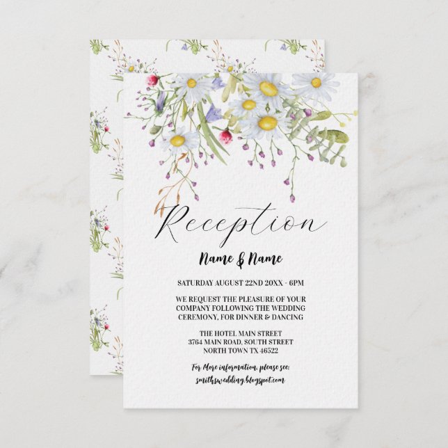 Wedding Reception Flowers Wildflowers Spring Enclosure Card (Front/Back)