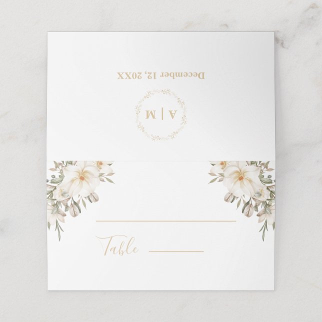 Wedding Reception Folded Table Number Card (Outside Unfolded)