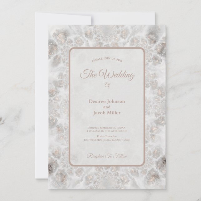 Wedding Reception Gold White Silver Simple Elegant Invitation (Front)