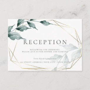 Wedding Reception   Greyed Jade Green Botanical Enclosure Card