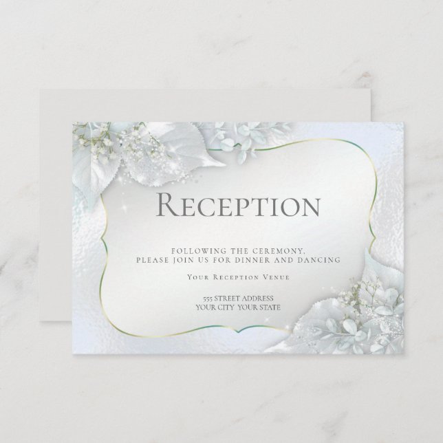 WEDDING RECEPTION | Icy Glacier Blue Shimmer Invitation (Front/Back)