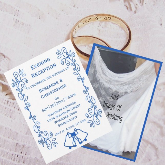 Wedding Reception Invitation Blue Sapphire Bells (Creator Uploaded)