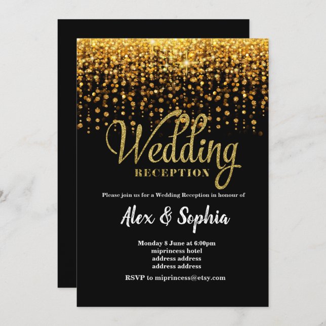 Wedding  reception invitation, glitter invitation (Front/Back)
