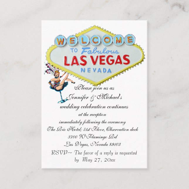 Wedding Reception Invitation Las Vegas Showgirl (Front)