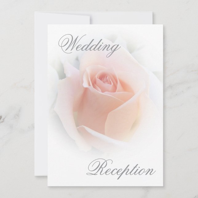 Wedding Reception Invitation Peach Pink Rosebud (Front)
