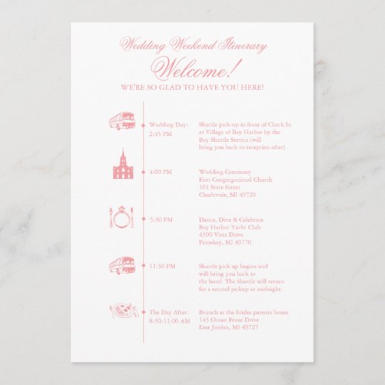 Wedding Reception Itinerary Timeline Programme Zazzle Co Uk