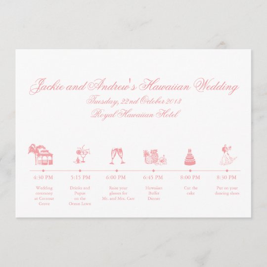 Wedding Reception Itinerary Timeline Programme Zazzle Co Uk