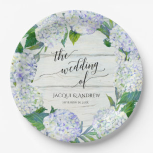 Wedding Reception Lavender Hydrangea Wreath Wood Paper Plate