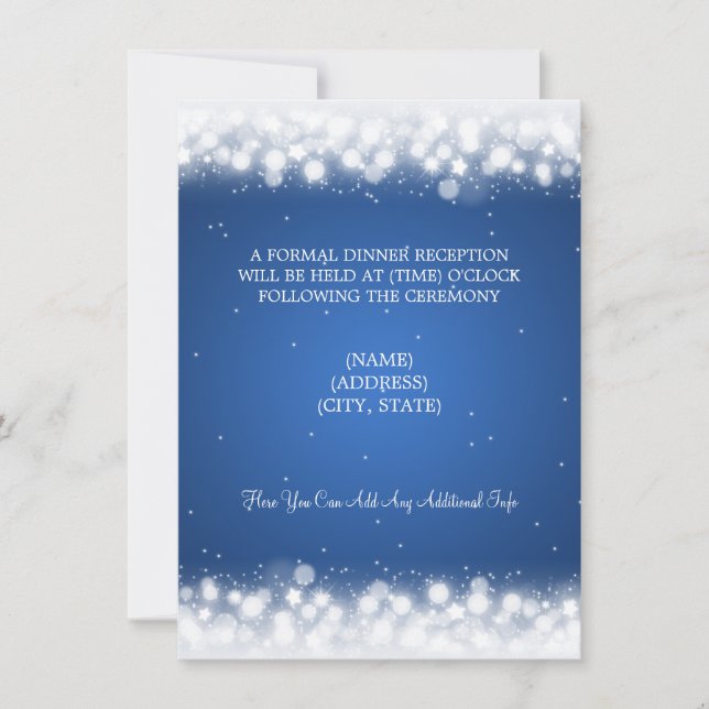 Wedding Reception Magic Sparkle Blue Invitation (Front)