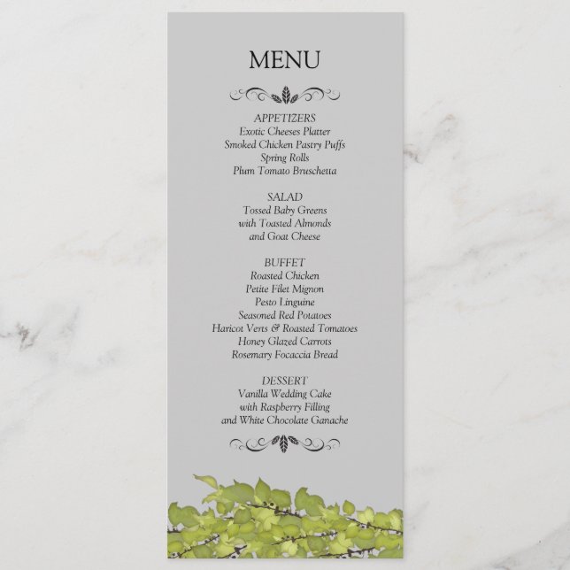 Wedding Reception Menu Cards (Front)