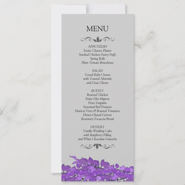 Wedding Reception Menu Cards (Front)