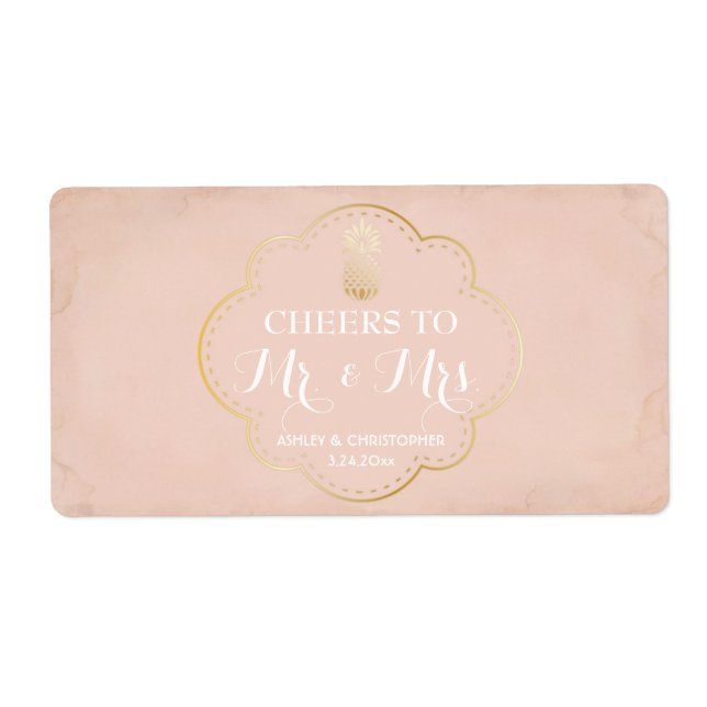 Wedding Reception Mini Champagne Label Pineapple (Front)