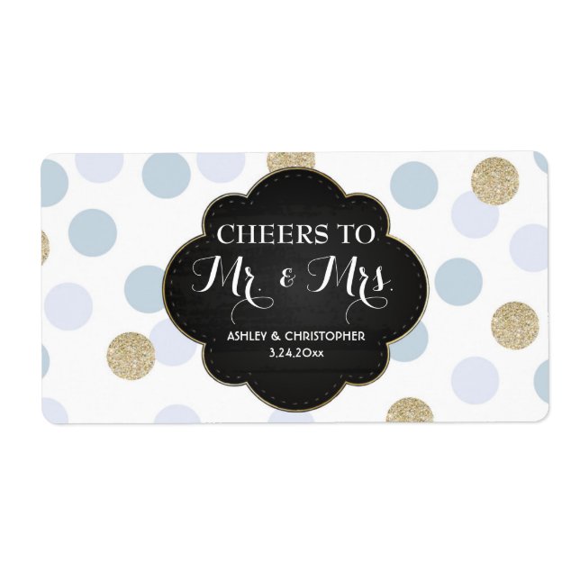 Wedding Reception Mini Champagne Label Polka Dots (Front)