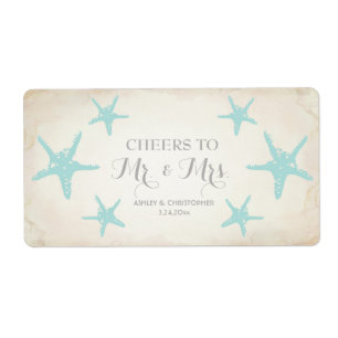 Wedding Reception Mini Champagne Label Starfish