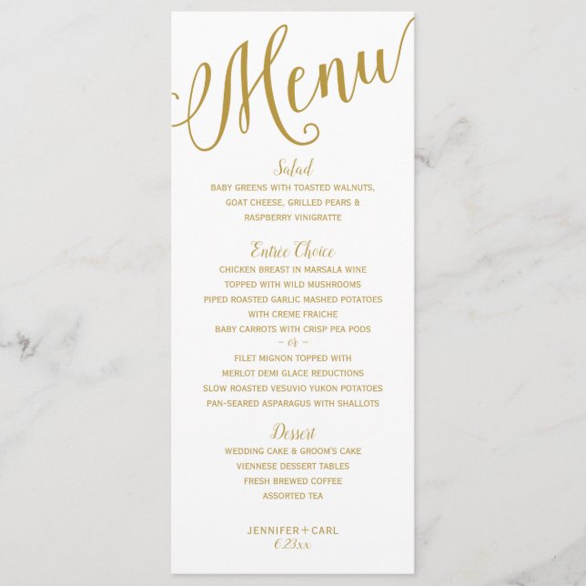 Wedding Reception | Modern Typography (Gold) Menu (Front)