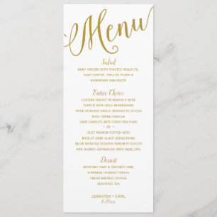 Wedding Reception   Modern Typography (Gold) Menu