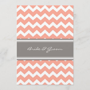 Wedding Reception Only Grey Coral Chevron Invitation