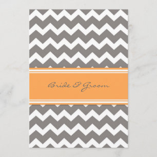 Wedding Reception Only Grey Orange Chevron Invitation