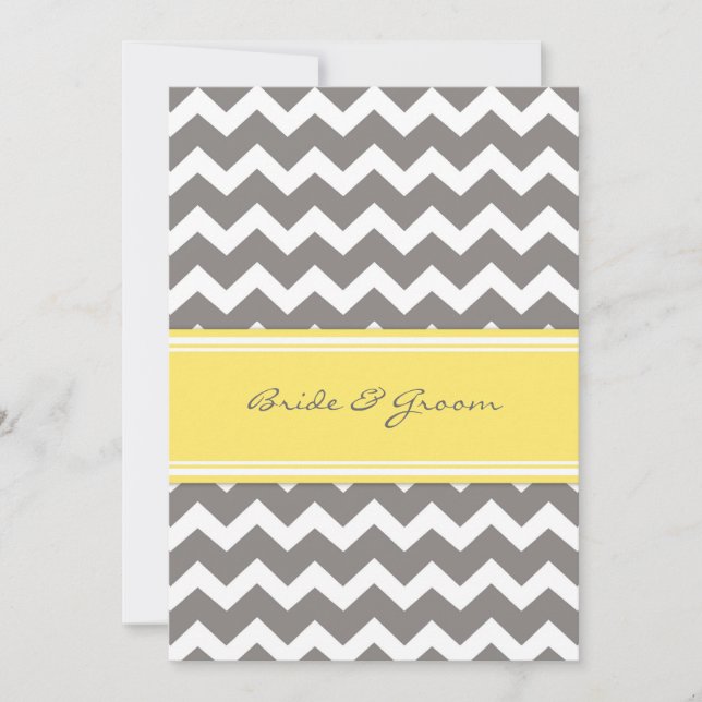 Wedding Reception Only Grey Yellow Chevron Invitation (Front)