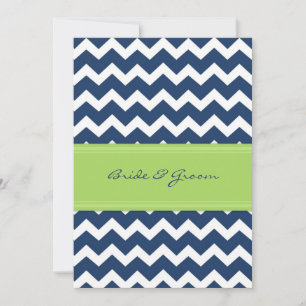 Wedding Reception Only Lime Blue Chevron Invitation