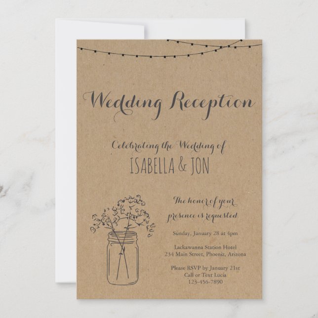 Wedding Reception Only | Rustic Kraft Paper Invitation (Front)