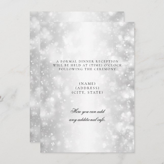 Wedding Reception Only Silver Shimmer Lights Invitation (Front/Back)