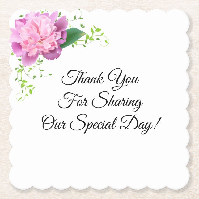 Wedding Reception Paper Coasters (Front)