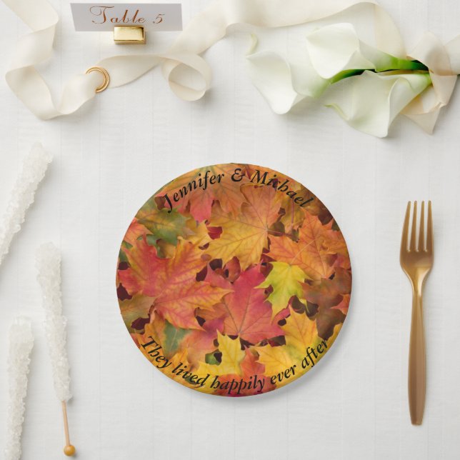Wedding Reception Paper Plate Your Name Leaves (Wedding)